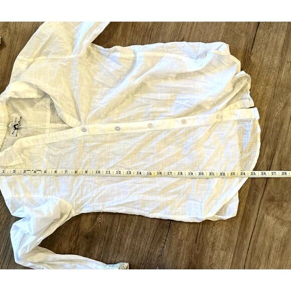 Michael Stars Joanna Lightweight Button Down Shirt - White - Picture 10 of 10